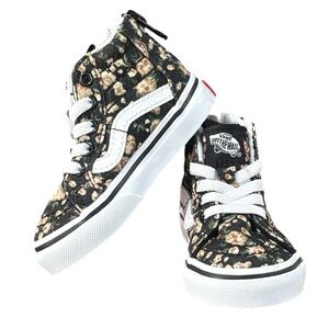 Vans Old Skool Sk8 Floral Black Hi-Top Back Zipper Skateboard Infant Shoes Sz 4